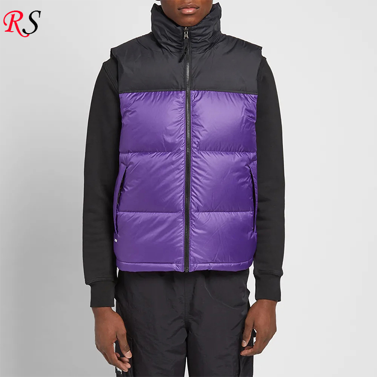 Fabrikant Naam Merk Geborduurde Winter Taille Jas Down Vest Mannen Paars Vesten & Vesten