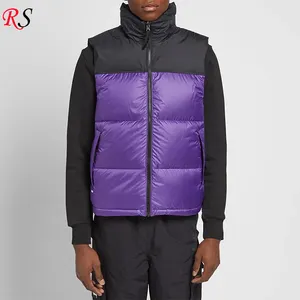 Produttore di Nome di Marca Ricamato Inverno Cappotto Vita Giù Maglia Degli Uomini di Viola Gilet E Panciotti