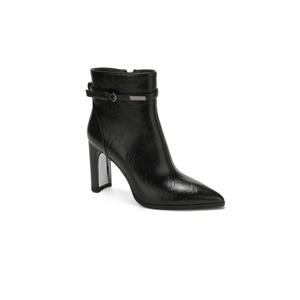 <span class=keywords><strong>Bottines</strong></span> à talon épais et bout pointu pour femmes, chaussures en <span class=keywords><strong>cuir</strong></span> froissé avec sangle à boucle pour le bureau et les soirées - Product Image 2