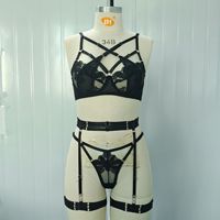 Korset Garter Belt Wanita Model Eropa Amerika, Desain Baru, ODM, Panel Jala Bordir Hitam, Bahan Bernapas