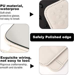 High Quality Pu Leather Makeup Standing <b>Mirror</b> Custom Logo Portable Folding Big White Pu Desktop <b>Mirror</b> for <b>Travel</b> - Product Image 4