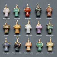 Pendentif Champignon en Cristal Naturel 20mm Enroulé sur Fil, Breloque DIY pour Collier, Guérison, Porte-bonheur, Unisexe, Vente en Gros