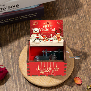 Cajas de Música Navideñas con 13 Diseños, Caja de Música Clásica de Madera con Manivela, Grabada con Láser, Hecha a Mano, con Diseño de Árbol de Navidad - Product Image 5