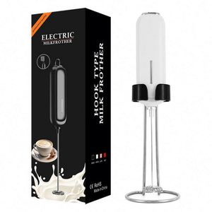 Electric Milk Frother With Stand and <b>Hook</b> Battery- Operated Foam Maker Coffee Tool - Product Image 3