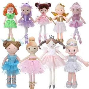 Mooie Gevulde Custom EN71 Zwarte Mode Pop Meisjes Ballerina Dressing Pluche Speelgoed Groothandel Ballet Rag Poppen Knuffel