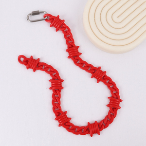 Collar de Moda con Eslabones Acrílicos Rojos, Remaches de Espinas, Collar de Alambre, Estilo Rock <span class=keywords><strong>Punk</strong></span>, Gargantilla con Púas para Hombre y Mujer - Product Image 2