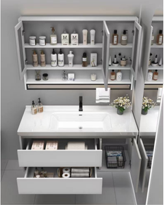 Luxury white <b>bathroom</b> cabinet smart mirror cabinet white washbasin hanging cabinet body - Product Image 4