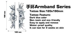 Pegatina de Tatuaje Semipermanente, Papel Impermeable para Brazo, Muñeca, Pierna, Cara, Diseño Tribal de Flores y Brazalete - Product Image 2
