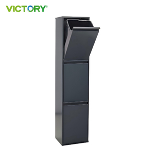 Contenedor de <span class=keywords><strong>Basura</strong></span> con 3 Compartimentos y Tapa Abatible de 54L para Áreas Públicas - Product Image 2