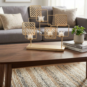 Porte-bougie en fer moderne, élégant et durable, résistant à la chaleur, écologique, pièce maîtresse décorative pour la maison, mariages et événements festifs - Product Image 6