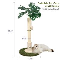 Poteaux à gratter pour chat en bois avec corde en sisal et jouet pour chat en forme de balle suspendue, arbre à chat d'intérieur de luxe