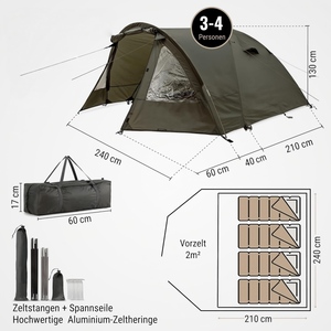 <span class=keywords><strong>Tenda</strong></span> da <span class=keywords><strong>Campeggio</strong></span> Mimetica Impermeabile 4000mm per 2-4 Persone, Design a Doppio Strato, Portatile, per Tutte le Stagioni - Product Image 2