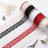 Dentelle en maille de soie de lait double face de 3,5 cm, broderie étoile florale, pour vêtements d'enfants, accessoires pour cheveux, artisanat DIY, luxe