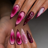 Faux ongles courts en amande à couverture complète, pré-dessinés, à presser – Produits de beauté, fournitures d'ongles en gros