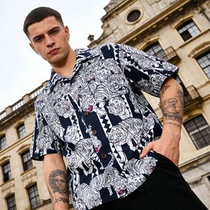 Camisa Hawaiana para <span class=keywords><strong>Hombre</strong></span>, Cuello Cubano, Estilo Náutico, Floral, Transpirable, de Algodón, Casual, de Verano, Manga Corta, Camisa Aloha - Product Image 3