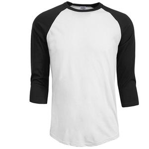 Magliette Raglan 3/4 Personalizzate da Uomo, Corpo Nero in 100% Cotone, Motivo Uniforme, T-Shirt da Baseball OEM con Stampa Serigrafica - Product Image 2