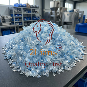 Flocons de bouteilles PET 2Lians, mélange transparent uniquement (60% bleu clair, 40% transparent), sacs jumbo, recyclage, ID 22 tonnes, MOQ - Product Image 2