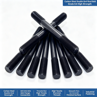 Grade 8.8 Carbon Steel Double End Stud Bolt, M10 M12 M16 M20 Threaded Rod for Flange & Pipe Connection