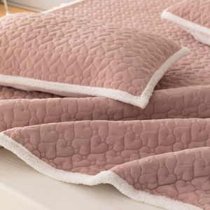 Winter Fluffy Bed Matratze Protector Cover Solid Patchwork Flanell Fleece Geste ppte Matratzen schoner Warme Matratzen auflagen & Topers - Product Image 5