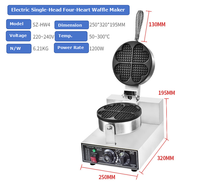 Machine à gaufres électrique commerciale avec 4 ou 8 moules ronds par lot, puissance 1200W/2400W, revêtement antiadhésif