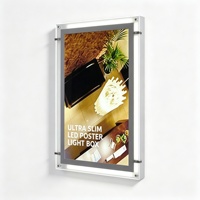 Kotak Lampu LED Ultra Tipis A2 A3 A4, Bingkai Poster dengan Penerangan Tepi, Aluminium + Akrilik, Tipis 20-30mm, Menu, Papan Poster Bioskop