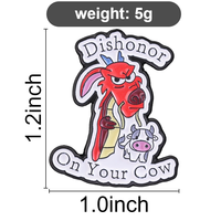 Broche en émail drôle de personnage d'anime, motif dessin animé 'Dishonor On Your Cow' Dragon et Vache, pour la décoration de sac à dos