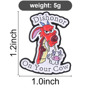 Broche en émail drôle de personnage d'anime, motif dessin animé 'Dishonor On Your Cow' Dragon et Vache, pour la décoration de sac à dos - Product Image 6