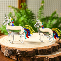 Figurines d'animaux en verre faites à la main, ornement en verre licorne arc-en-ciel, figurine de cheval miniature mignonne, décoration de table de bureau à domicile, cadeau