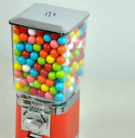 Distributeur automatique de bonbons QF Candy Gumball Capsule Bouncy Ball Mini, capacité de 200 à 300 pièces, design mécanique, rouge, 3,18 kg, garantie 1 an