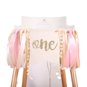 DAMAI rosa striscione seggiolone 1 <span class=keywords><strong>anno</strong></span> di stendardo per bambina felice 1 ° <span class=keywords><strong>compleanno</strong></span> decorazioni per festa di <span class=keywords><strong>compleanno</strong></span> decorazioni forniture - Product Image 5
