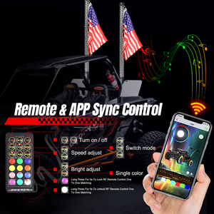 Lumières de fouet à LED de 1FT 2FT 3FT Fat Chase RGB Dancing Whip Light antenne drapeau lumières d'avertissement pour ATV UTV hors route côte à côte - Product Image 3