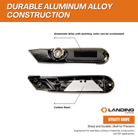 386003 coupeur de boîte de couteau utilitaire rétractable robuste avec coque en alliage d'aluminium tranchante de stockage de lame