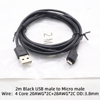 Kabel pengisi daya transmisi Data 5V pria USB mikro penggunaan komputer Android 4 Core 20awg + 28awg OD3.8mm tembaga murni