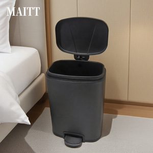 Cubo de basura de acero inoxidable de 10L para el hogar/habitación de hotel, con tapa, de un solo/doble compartimento, con pedal, para separación de basura seca/húmeda en la cocina - Product Image 2