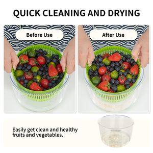 Grande essoreuse à salade manuelle de 5 L avec poignée rotative pour fruits, légumes, eau et huile, séchage rapide, préparation alimentaire rapide - Product Image 6