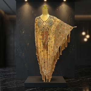 Caftan Glamour en Crêpe de Soie Marocain Longueur Ras du Sol, Brodé à la Main, Blanc, Taille Standard pour Femme, Idéal pour Cérémonie Nikkah - Product Image 2