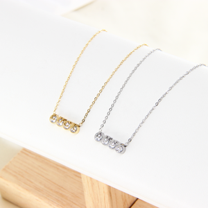 สร้อยคอจี้ตัวอักษรประดับเพชรซิคอน ชุบทอง 14K บนสแตนเลสสตีล สำหรับผู้หญิงและเด็ก ของขวัญสุดฮิต ปลอดภัยต่อผิวแพ้ง่าย ขายส่ง - Product Image 5