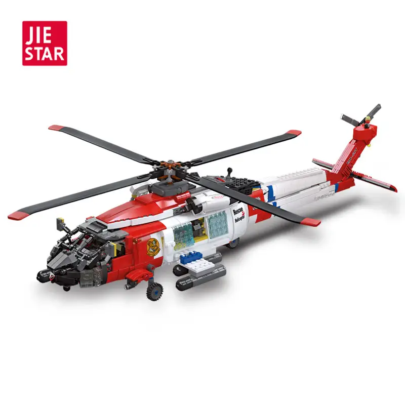 JIESTAR 1408 pcs MH-60TイーグルWW2軍用機飛行機ヘリコプターモデルビルディングブロックレンガセットDIY SWAT軍用機おもちゃ
