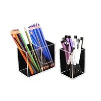 Porte-stylos transparent en acrylique, boîte à peinture, rangement pour pinceaux cosmétiques, style minimaliste moderne, modèle KUNSHAN AML-HO25-0041, pour bureau