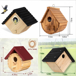 Casa de Pájaros Colgante de Madera, Decoración para Jardín Exterior, Cabaña de Madera para Colibríes, Jaula de Descanso para Pájaros - Product Image 5