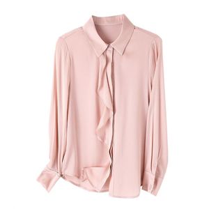 Nueva colección primavera 2025 de camisas de seda para mujer con diseño de volantes y botones simples - Product Image 5