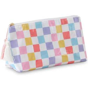 Grande trousse de toilette imperméable en PVC, grande capacité, fermeture éclair, impression personnalisée, rayée, pochette de rangement pour maquillage - Product Image 3