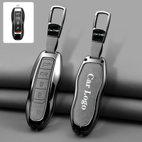 Étui de protection pour clé de voiture en alliage de zinc et cuir de luxe pour Porsche Cayenne 2020 Macan Panamera Taycan 718 911 996 Accessoires pour clés de voiture