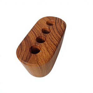 Wooden <b>Toothbrush</b> Stand Oval Minimalist Design Natural Wood Grain Bathroom Organizer Convenient Countertop <b>Holder</b> - Product Image 5