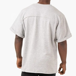 Qualità Premium logo personalizzato O collo tinta unita maniche piegate 100% cotone <span class=keywords><strong>t</strong></span>-<span class=keywords><strong>shirt</strong></span> da uomo - Product Image 3