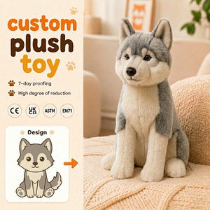Peluche <span class=keywords><strong>loup</strong></span> réaliste personnalisée, prototypage sur mesure, animal en peluche, poupée chien, personnalisable selon photo, faible MOQ, OEM ODM - Product Image 2