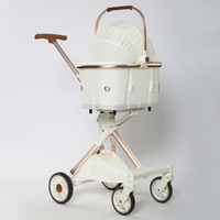 Poussette pour petit chien à 4 roues, légère et pliable pour chat avec sac de rangement