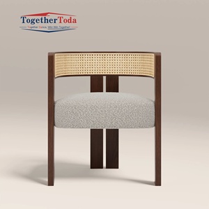 High Quality Solid <b>Wood</b> <b>Dining</b> <b>Chair</b> with Rattan Backrest for Modern Restaurant <b>Dining</b> <b>Chair</b> - Product Image 1