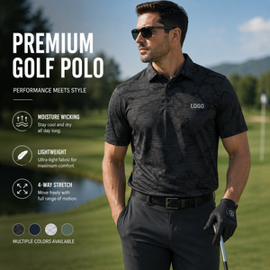 Polo de Golf Negro Premium Personalizado para Hombre, Ropa Corporativa con Etiqueta Privada, Absorbe la Humedad - Product Image 1