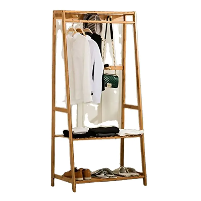 Scaffali porta abiti in bambù a 3 livelli per borse e scarpe